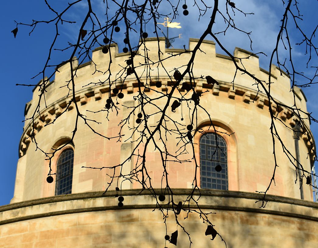 Close up of building architecture outside the Chambers.