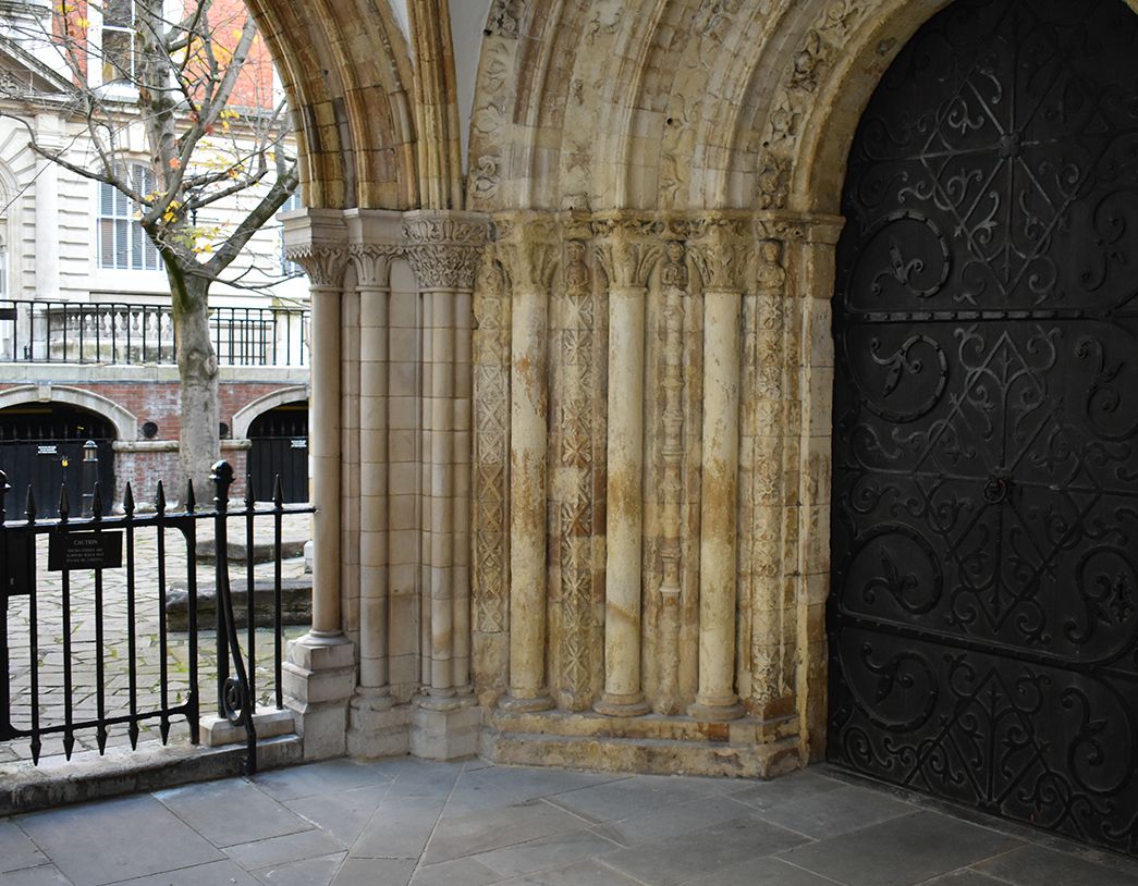 Close up of building architecture outside the Chambers.