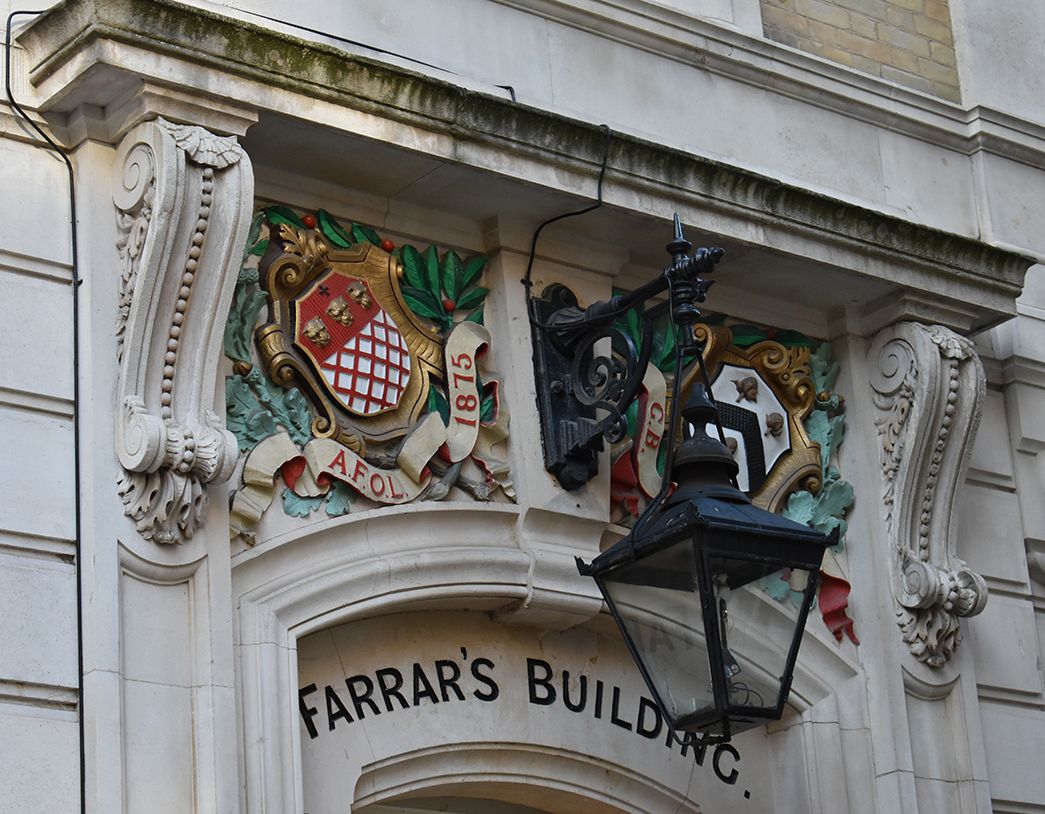 Close up of building architecture outside the Chambers.